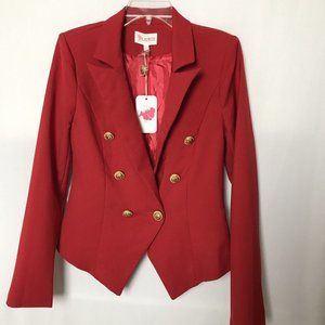 Latiste by Amy Womens Blazer Jacket Sz Medium Red Double Breasted Lined New